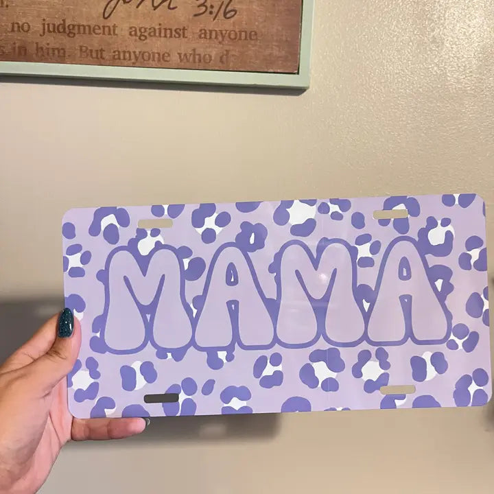 Mama Cheetah Front License Plate: Teal OR Purple