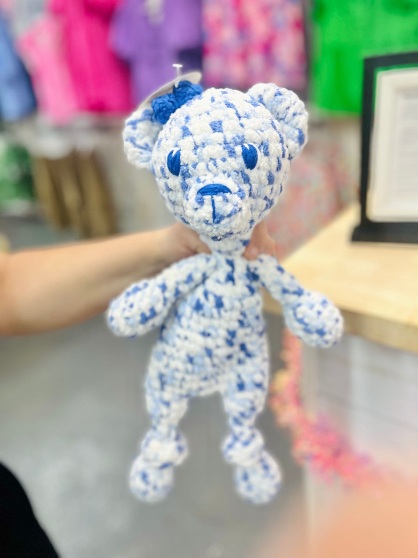 Crochet Blue Bear Lovey - Locally Handmade