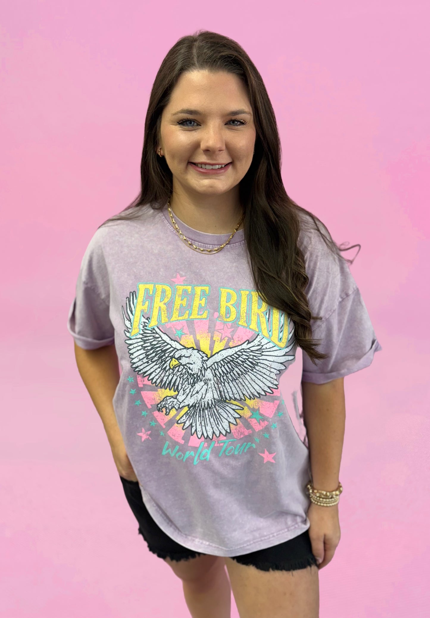 Free Bird World Tour Graphic Mineral Washed Tee