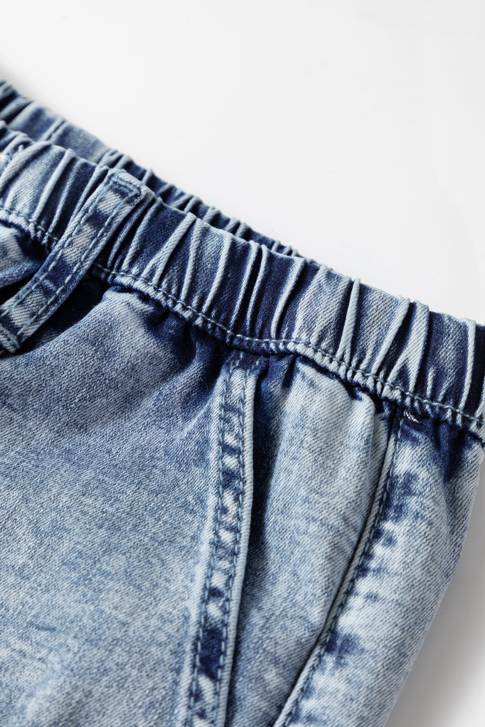 Ashleigh Blue Acid Wash Exposed Seam Drawstring Elastic Waistband Jeans (Warehouse Exclusives)