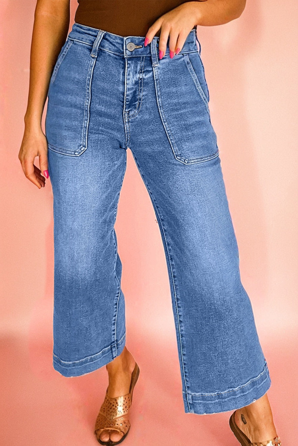 Sky Blue Cropped High Rise Wide Leg Jeans (Warehouse Exclusive)