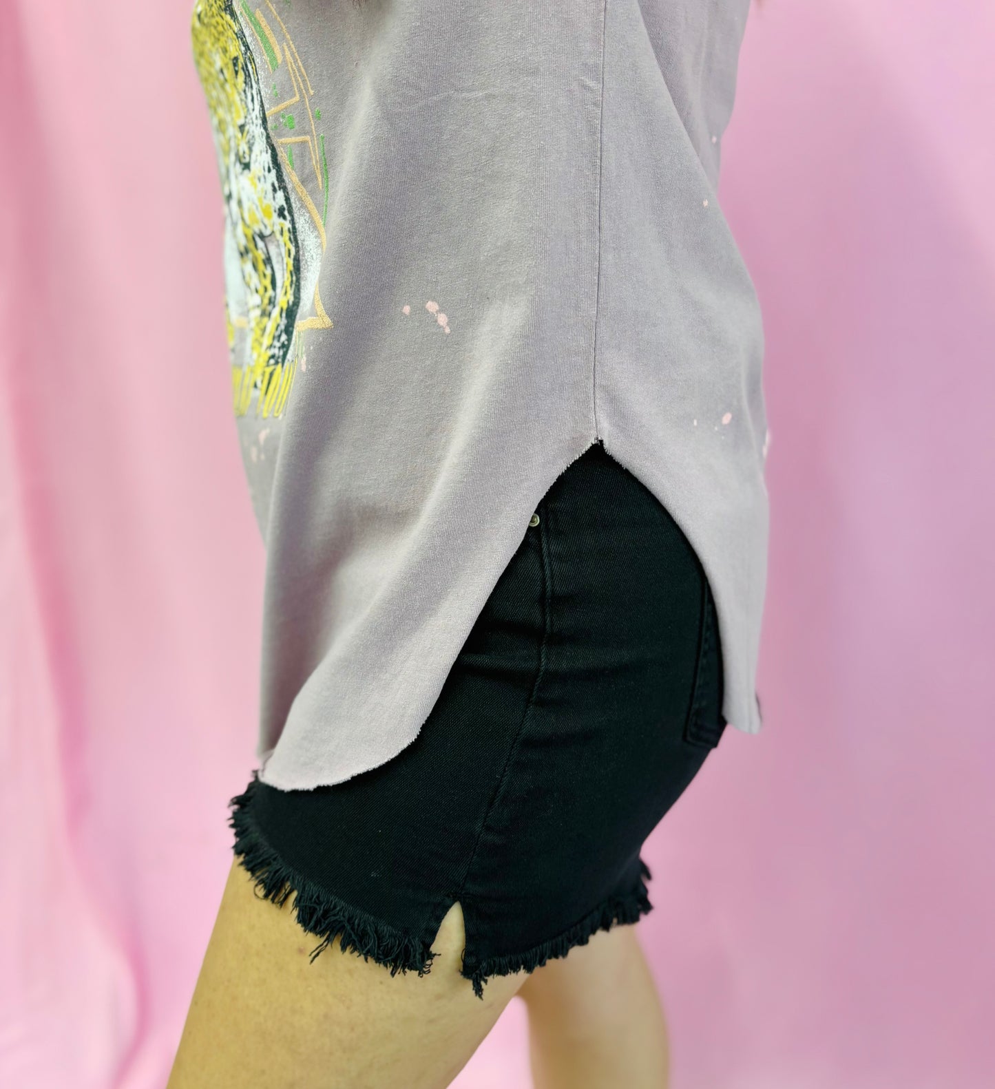 Dreamer World Tour Cheetah Graphic Bleached Top