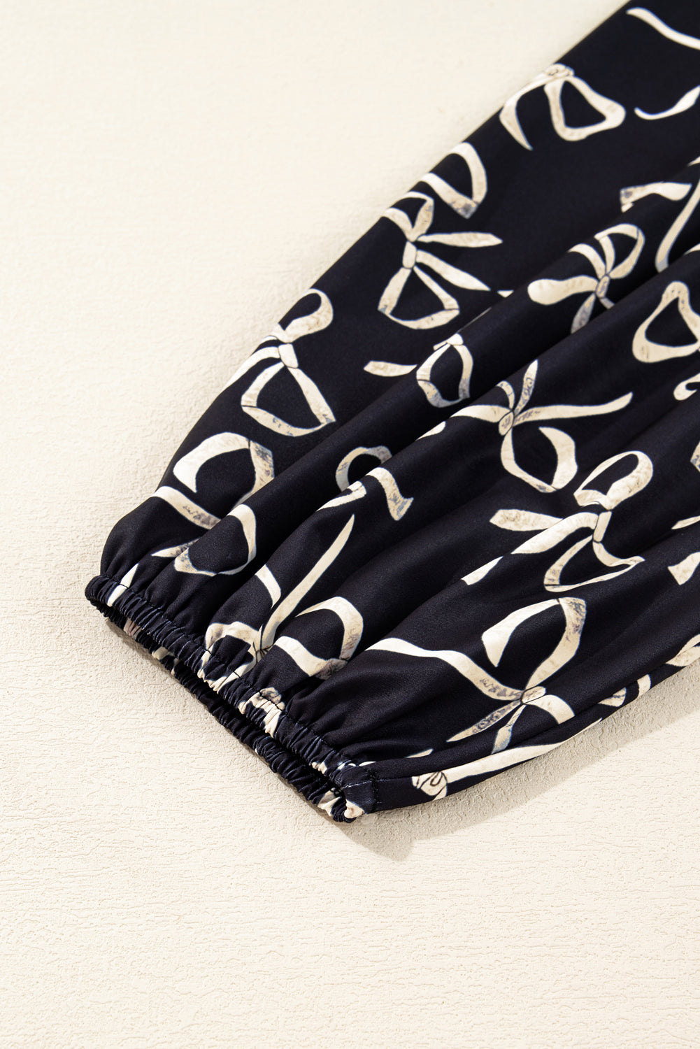 Plus Size Black Bow Knot Patchwork Crewneck Blouse (Warehouse Exclusives - Online only!)