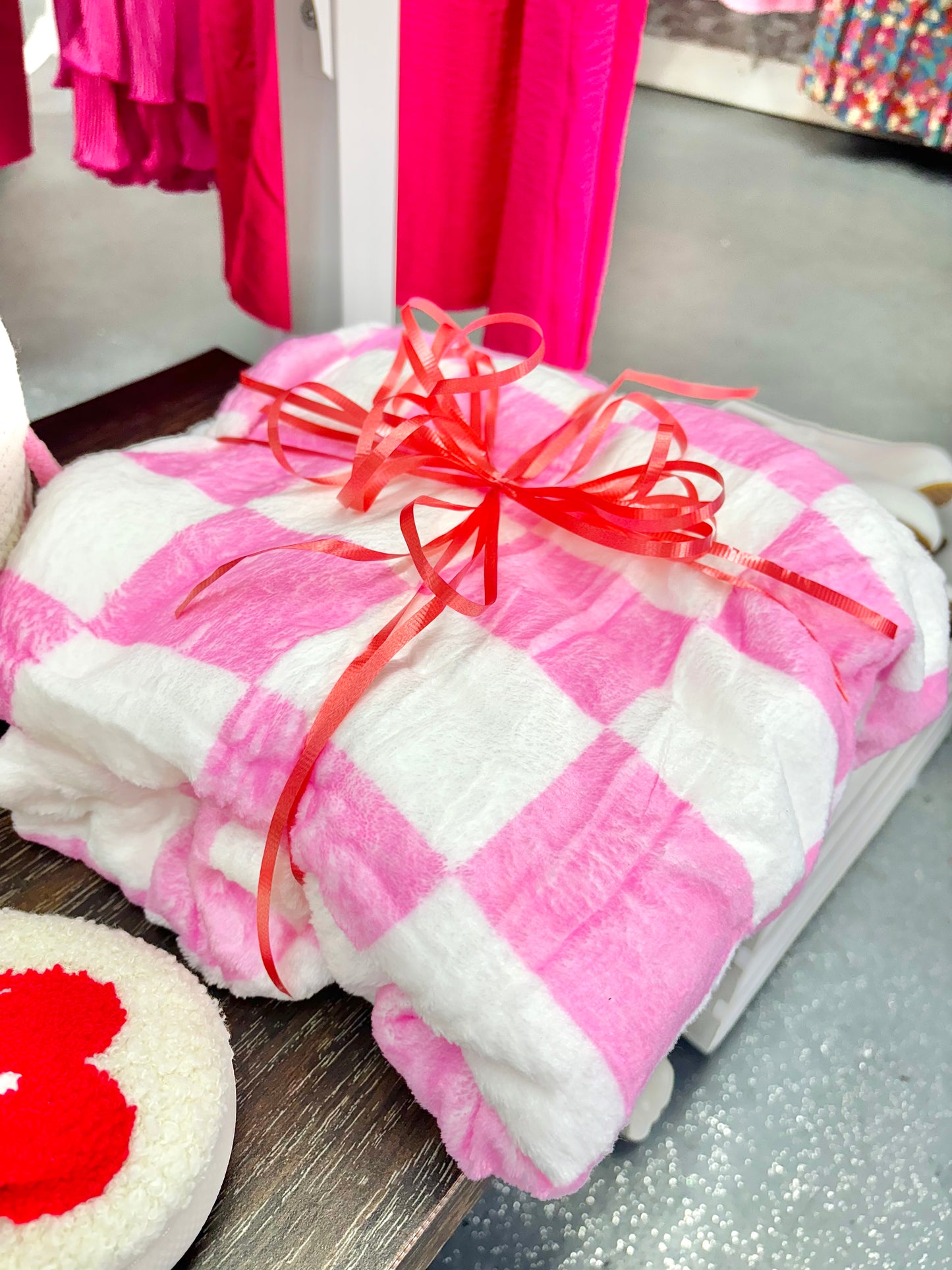 Pretty in Pink Plaid Blanket