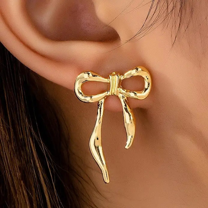 18K Stainless Steel Tarnish Free Bow Stud Earrings