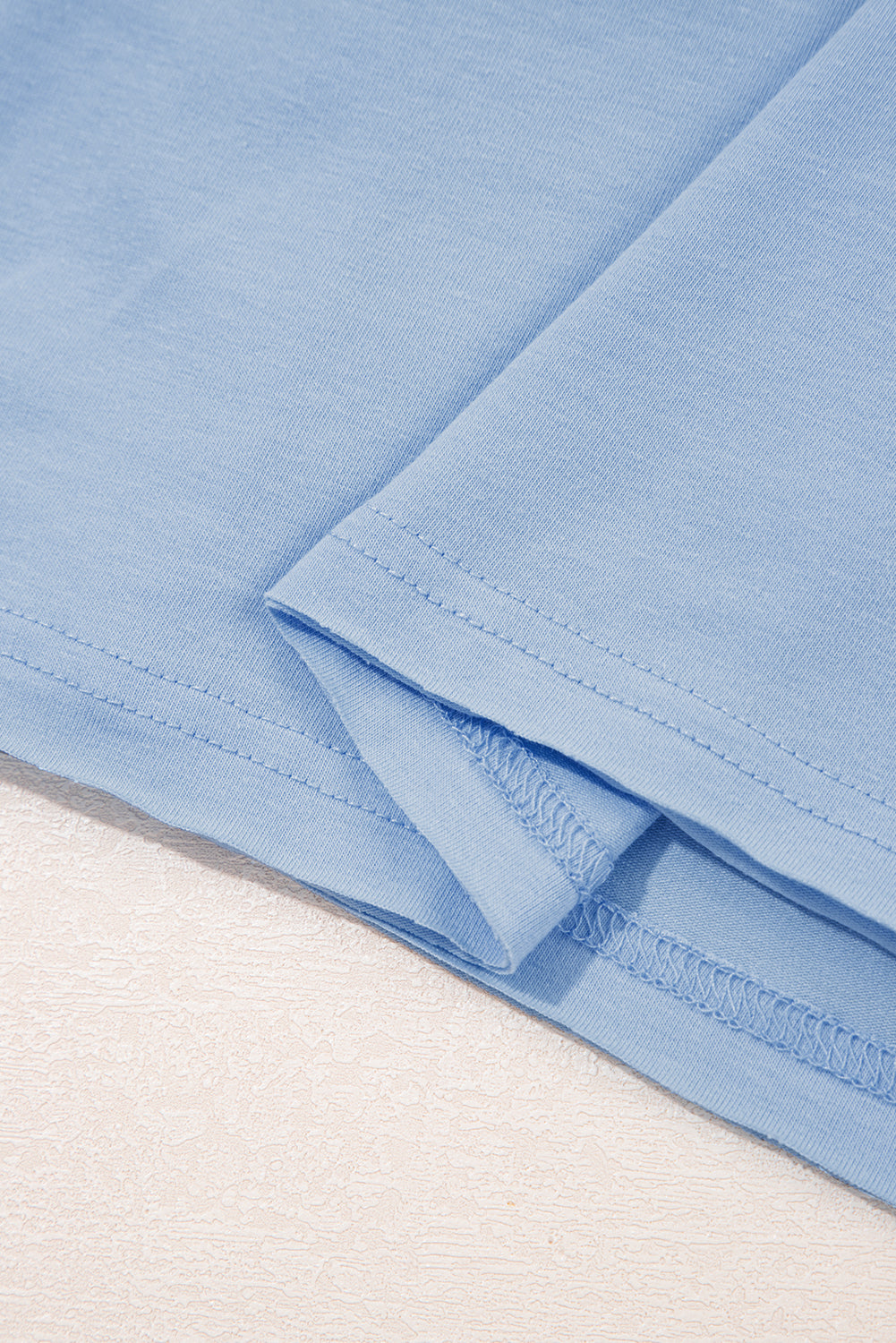 Sky Blue Solid Color Pocketed Raw Edge Babydoll Dress (Warehouse Exclusives)