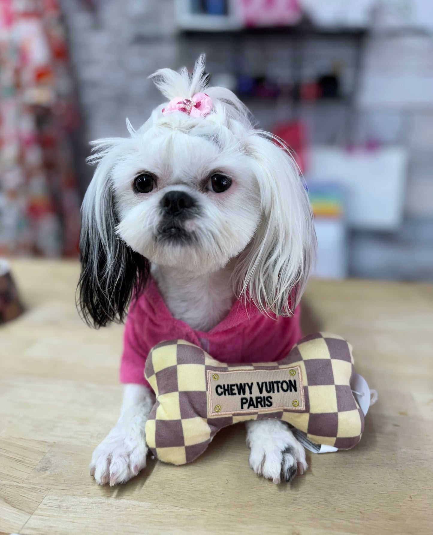 Checker Chewy Vuiton Bone Toy