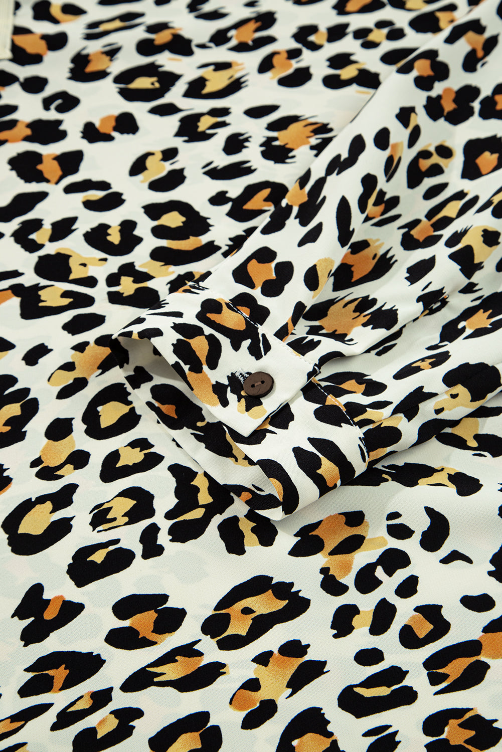 Khaki Leopard Print Contrast Striped V Neck Blouse (Warehouse Exclusives-Online Only)