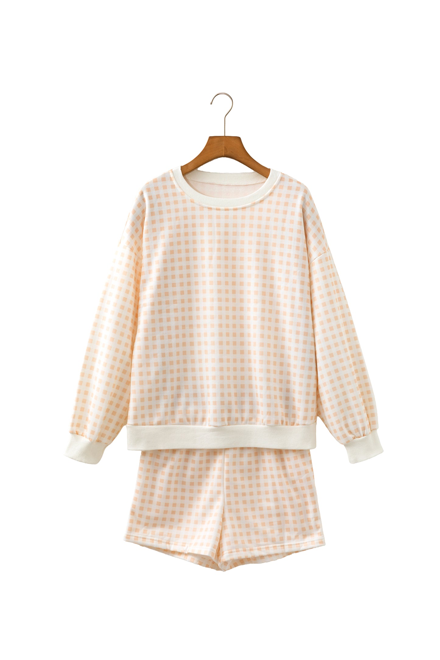 Plaid Baggy Pullover Drawstring Casual Shorts 2-Piece Outfit