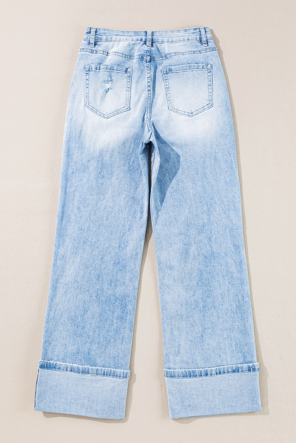 (Warehouse Exclusives) Beau Blue Light Wash Distressed Straight Jeans