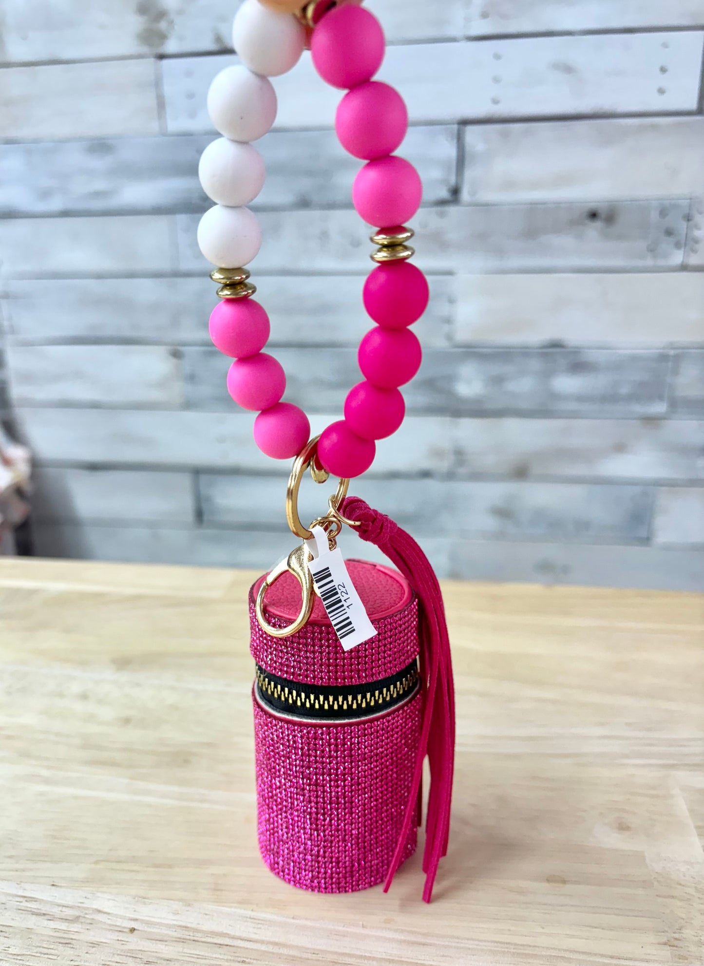 Hot Pink Keychain with Coin Purse