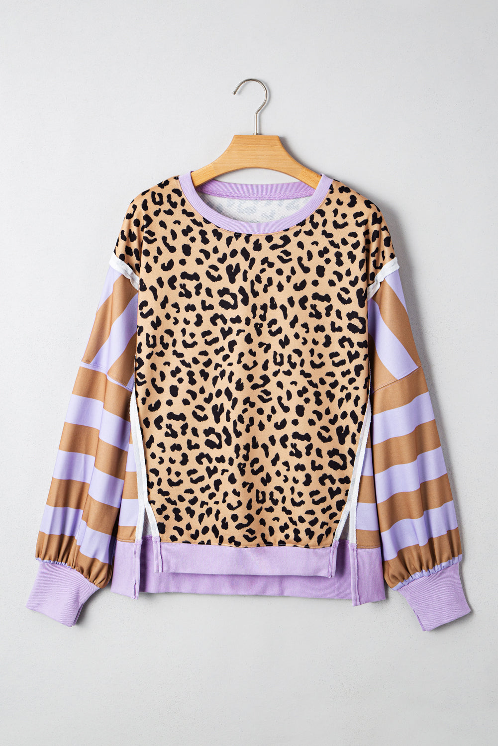 Purple Stripe Color Block Leopard Sweatshirt (Warehouse Exclusives - Online only!)