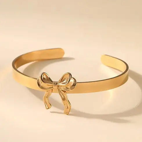 18K Stainless Steel Bow Cuff Bracelet