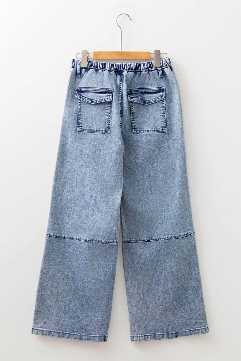 Ashleigh Blue Acid Wash Exposed Seam Drawstring Elastic Waistband Jeans (Warehouse Exclusives)