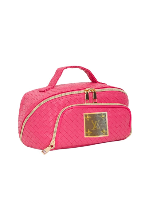 LV Fuchsia Upcycled Travel Makeup Pouch