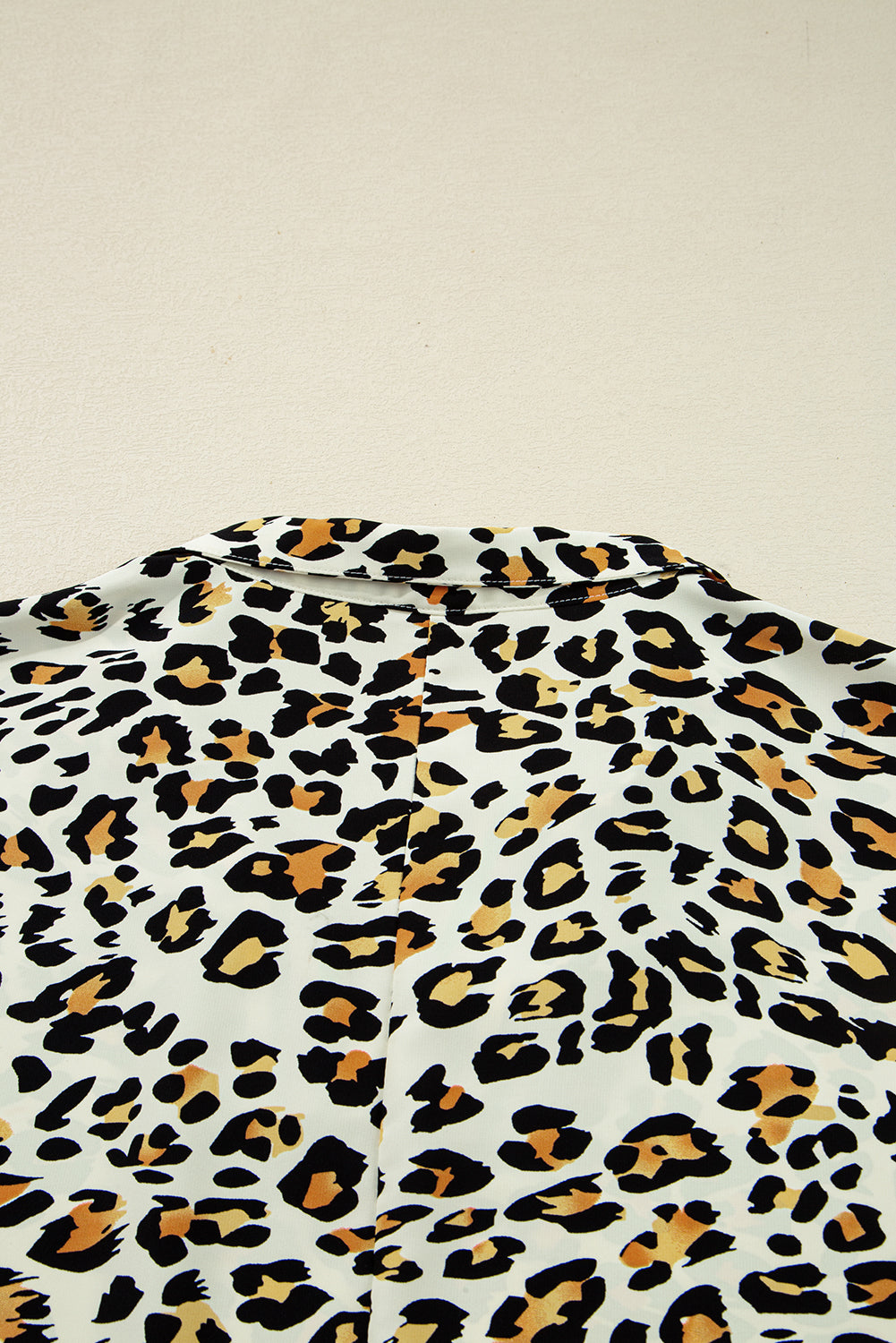 Khaki Leopard Print Contrast Striped V Neck Blouse (Warehouse Exclusives-Online Only)