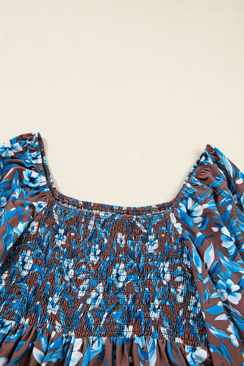 Blue Smocked Floral Long Sleeve Dress (Warehouse Exclusives - Online only)