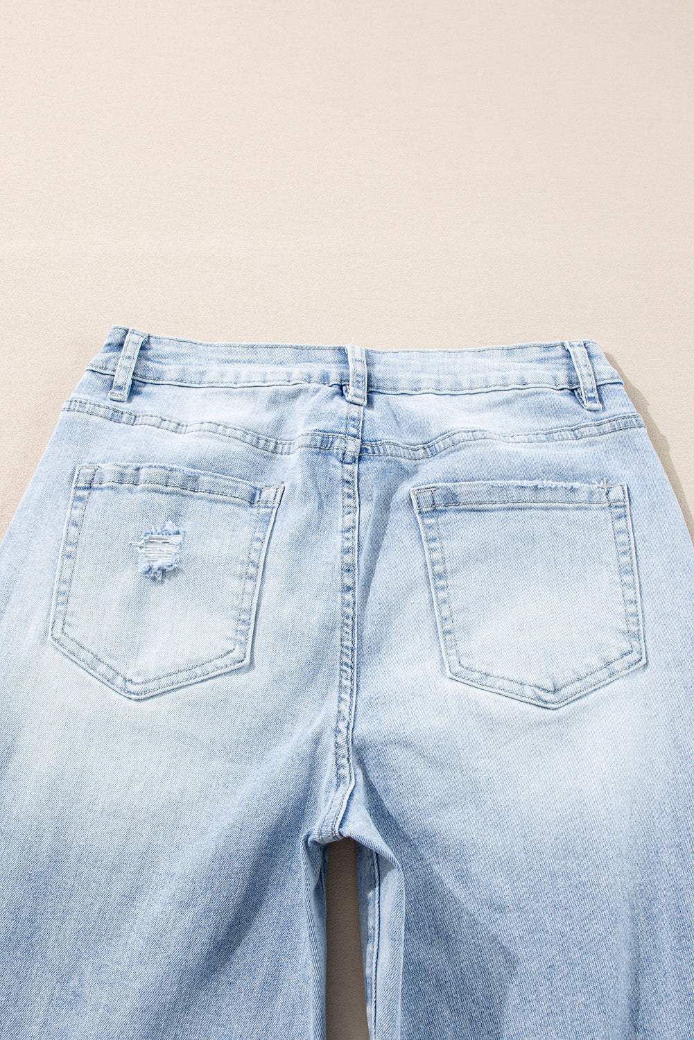 (Warehouse Exclusives) Beau Blue Light Wash Distressed Straight Jeans