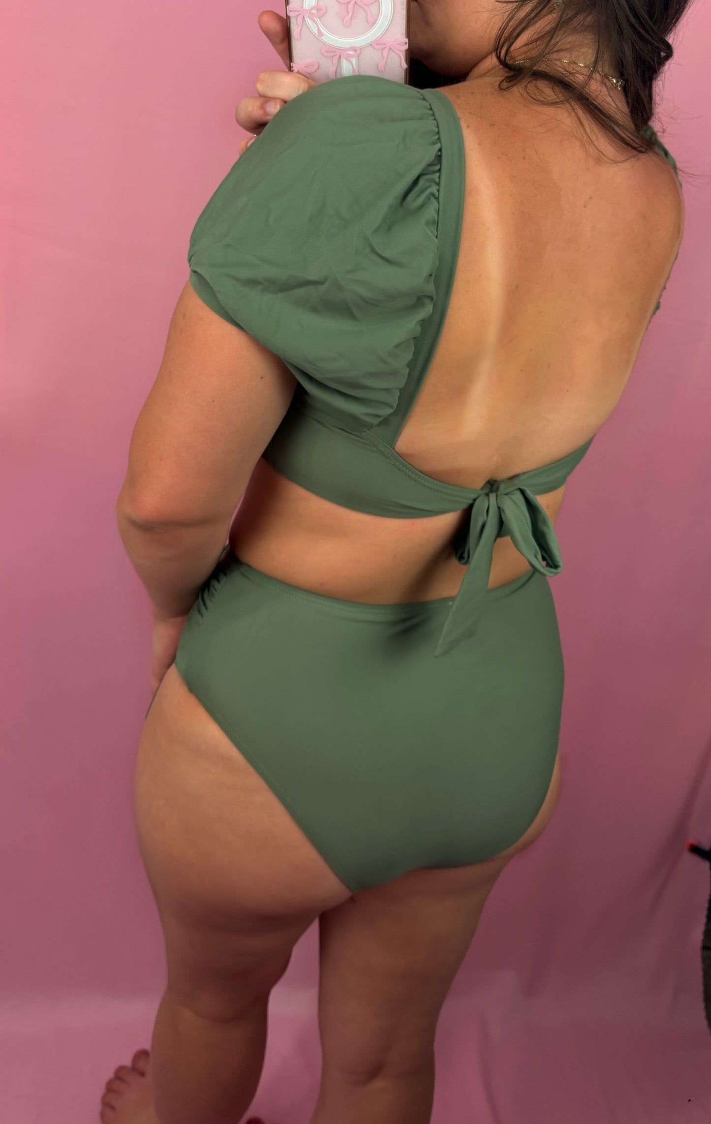 Green High Waisted Bikini Bottom