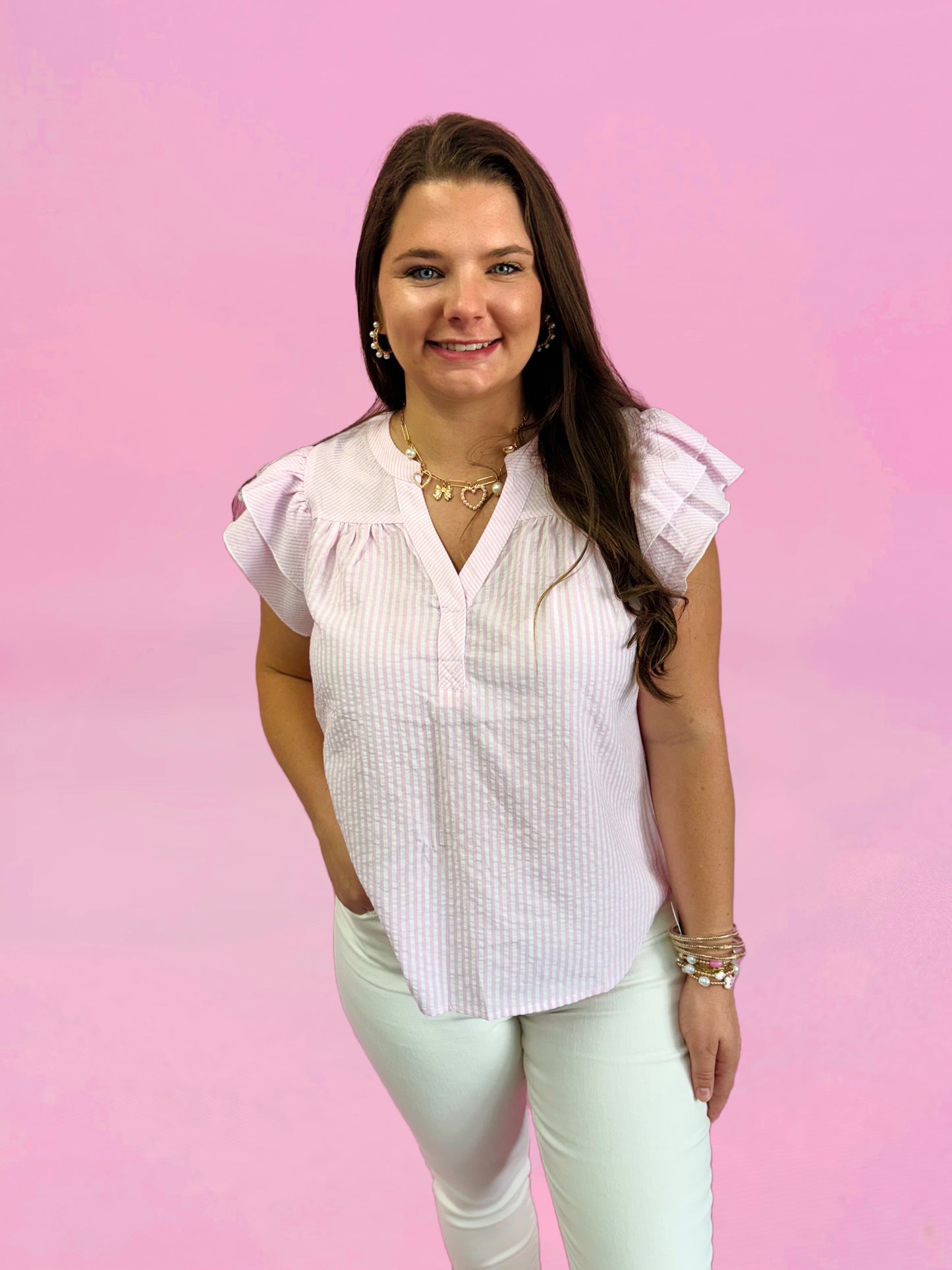 Pink Striped Top