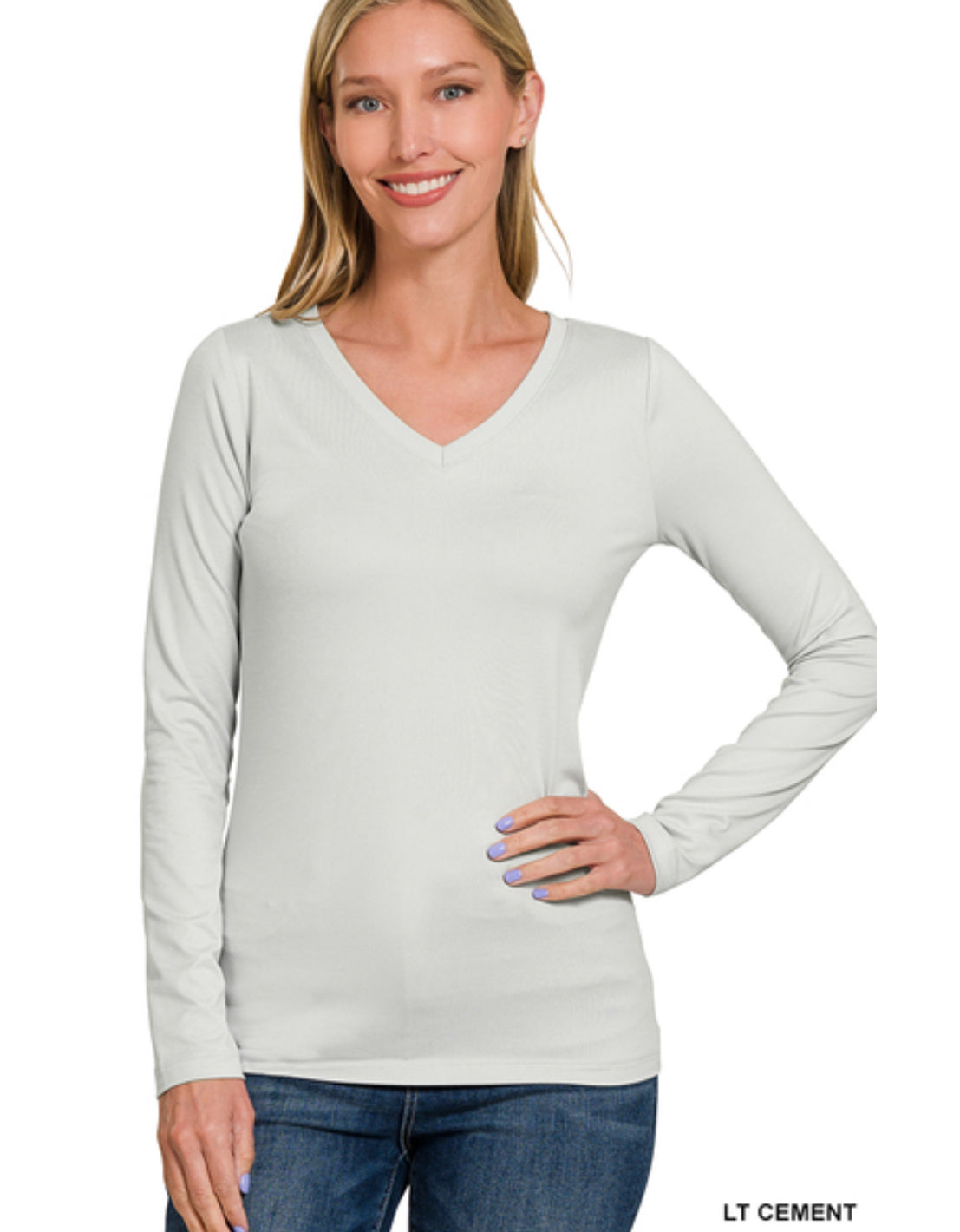 Long Sleeve V Neck Solid Top (RUNS SMALL! SIZE UP!)