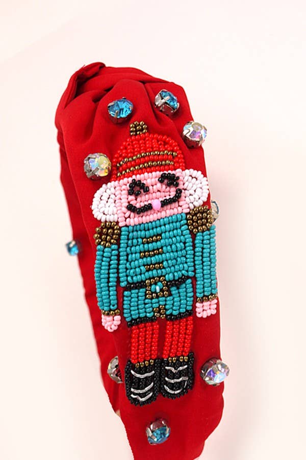 NUTCRACKER CHRISTMAS SEED BEADS HOLIDAY HEADBAND