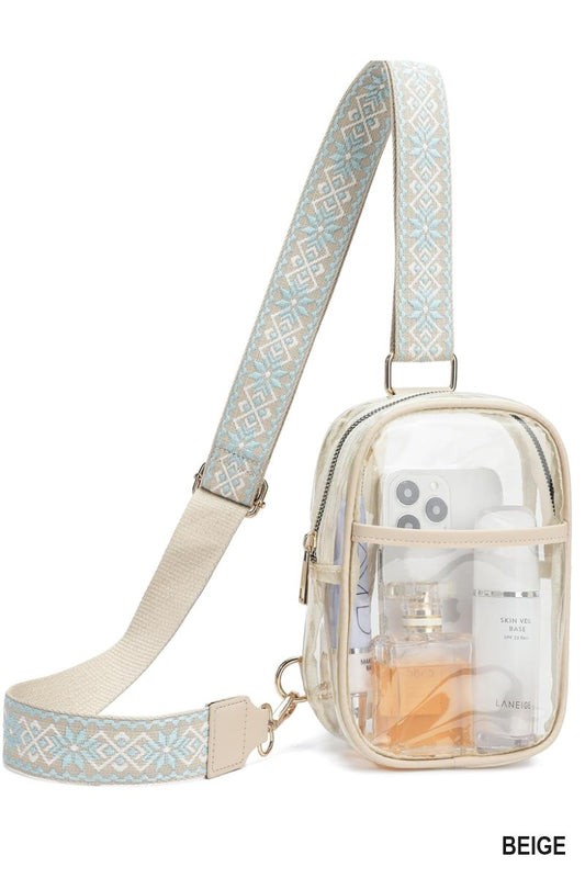 CLEAR SLING BAG WITH GUITAR STRAP