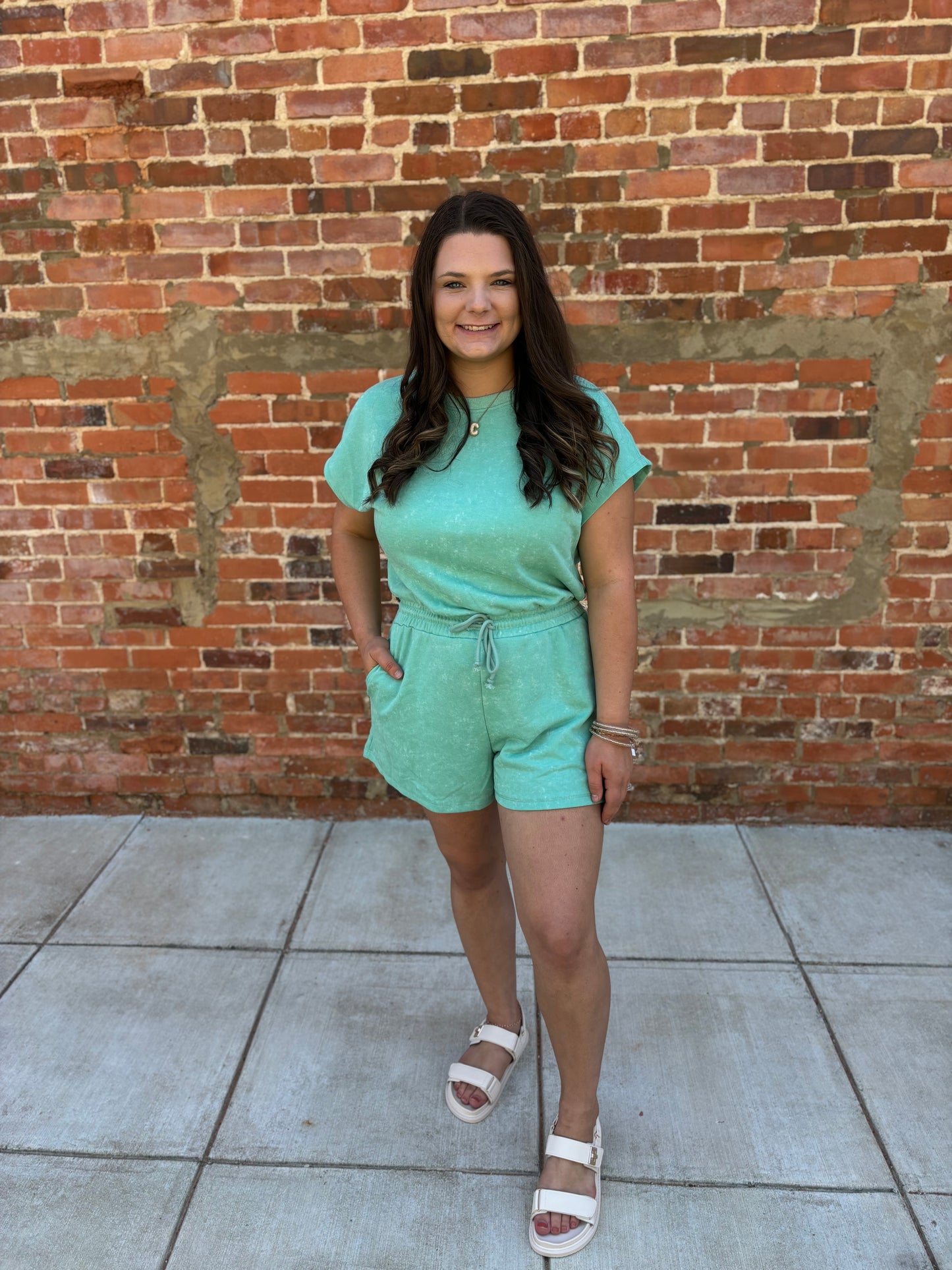 Sea Green Mineral Wash Romper