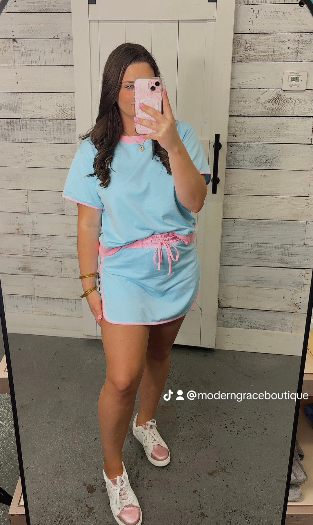 Cotton Candy Color Block Sporty Skort Set
