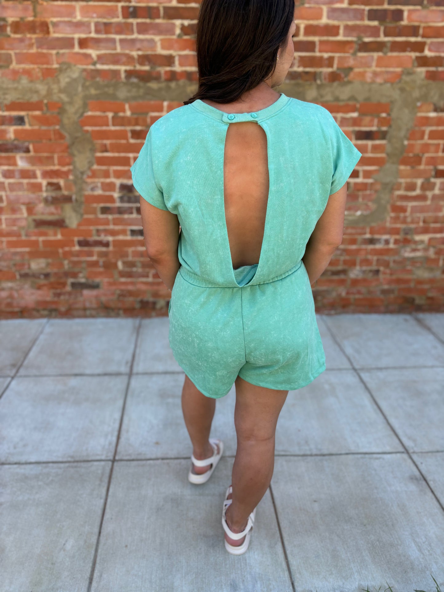 Sea Green Mineral Wash Romper
