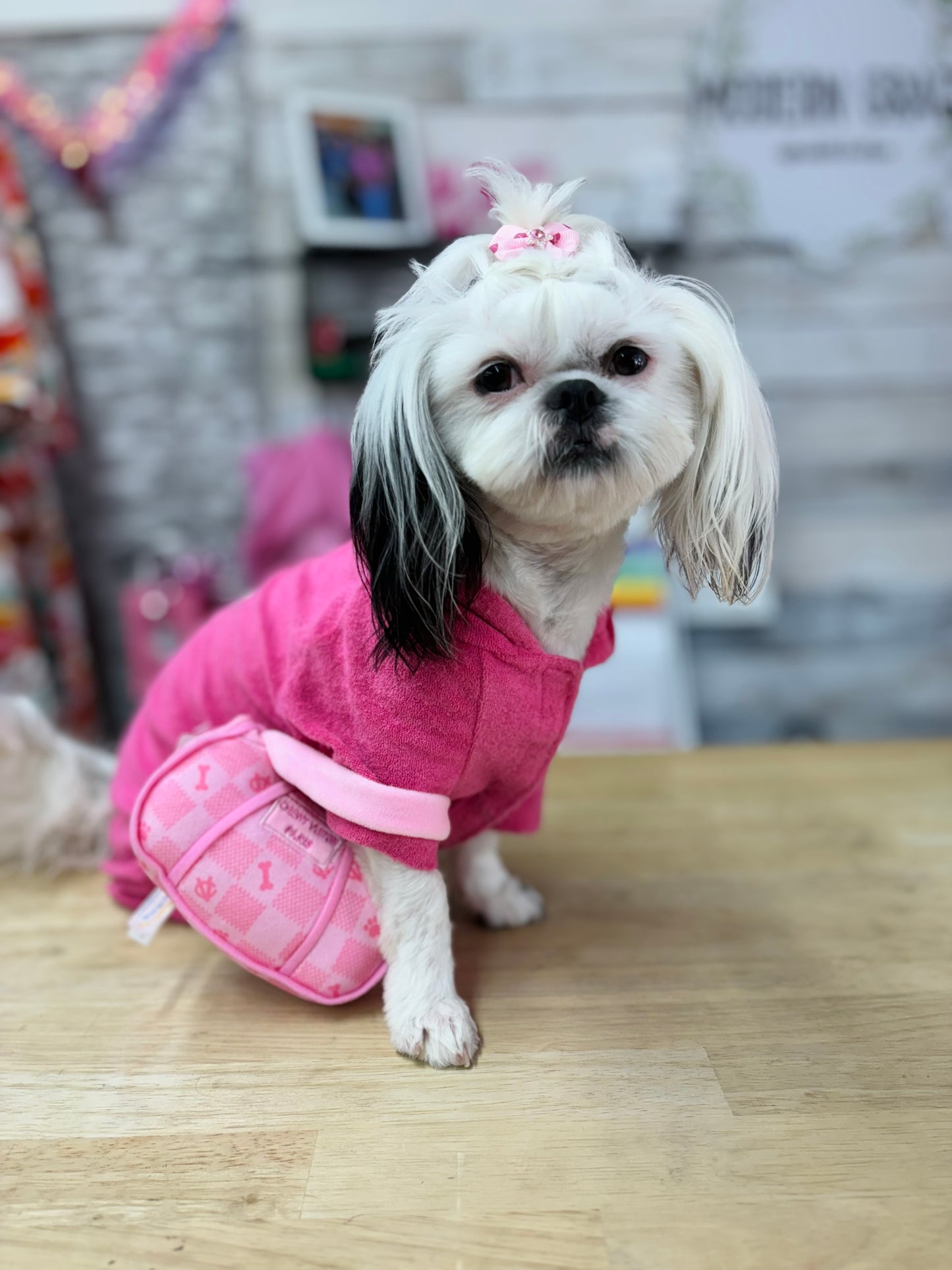 Pink Checker Chewy Vuiton Handbag Dog Toys