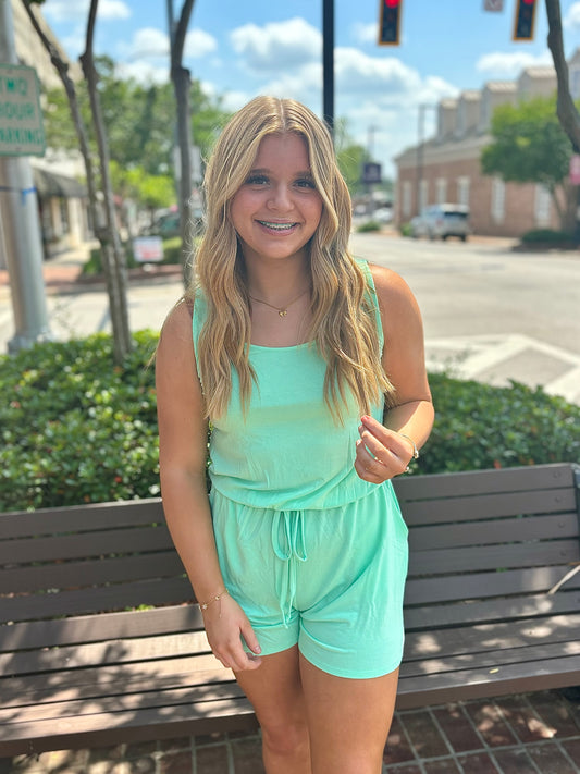 Green Mint Romper with Pockets