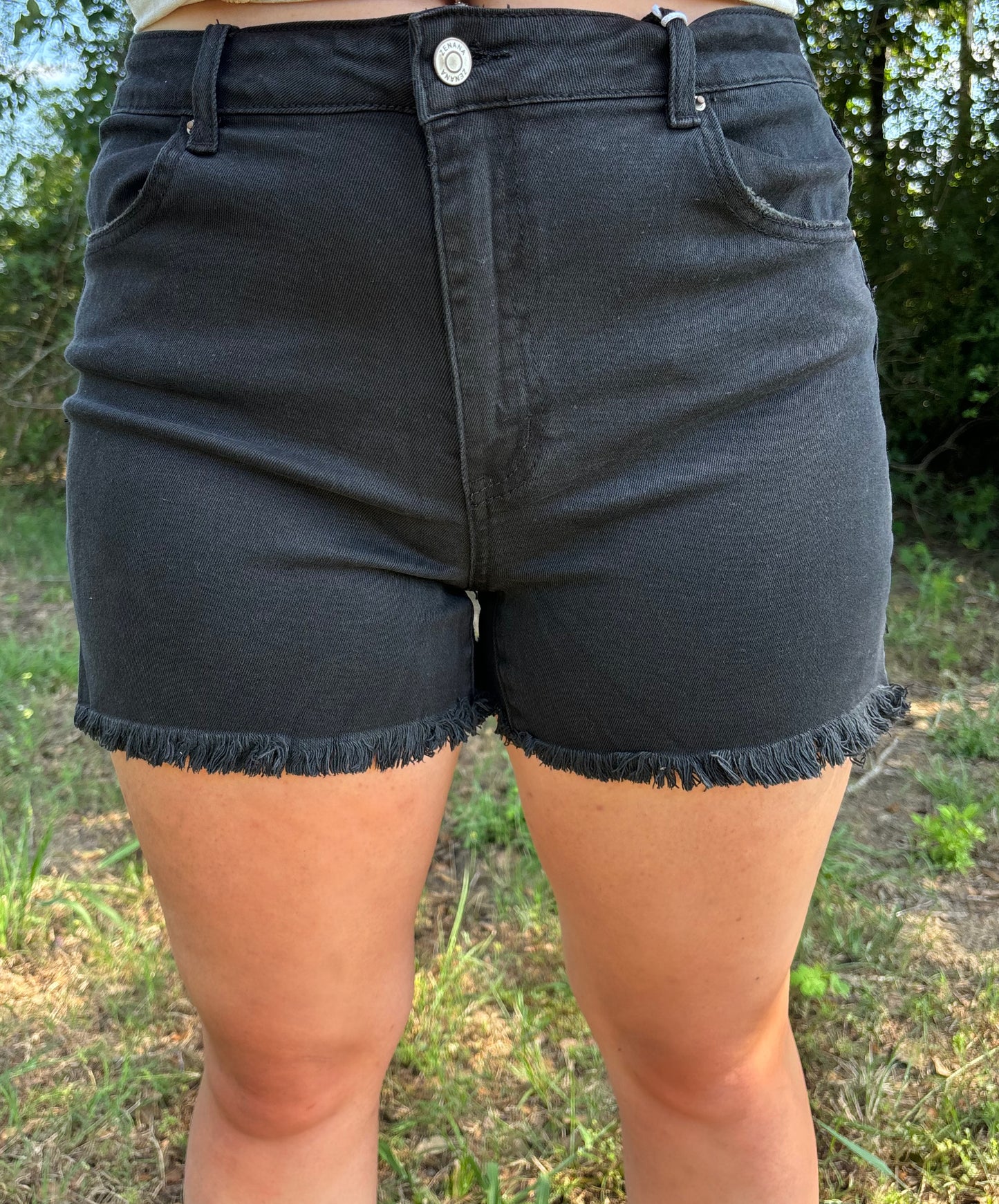 Acid Wash Cutoff Black Shorts