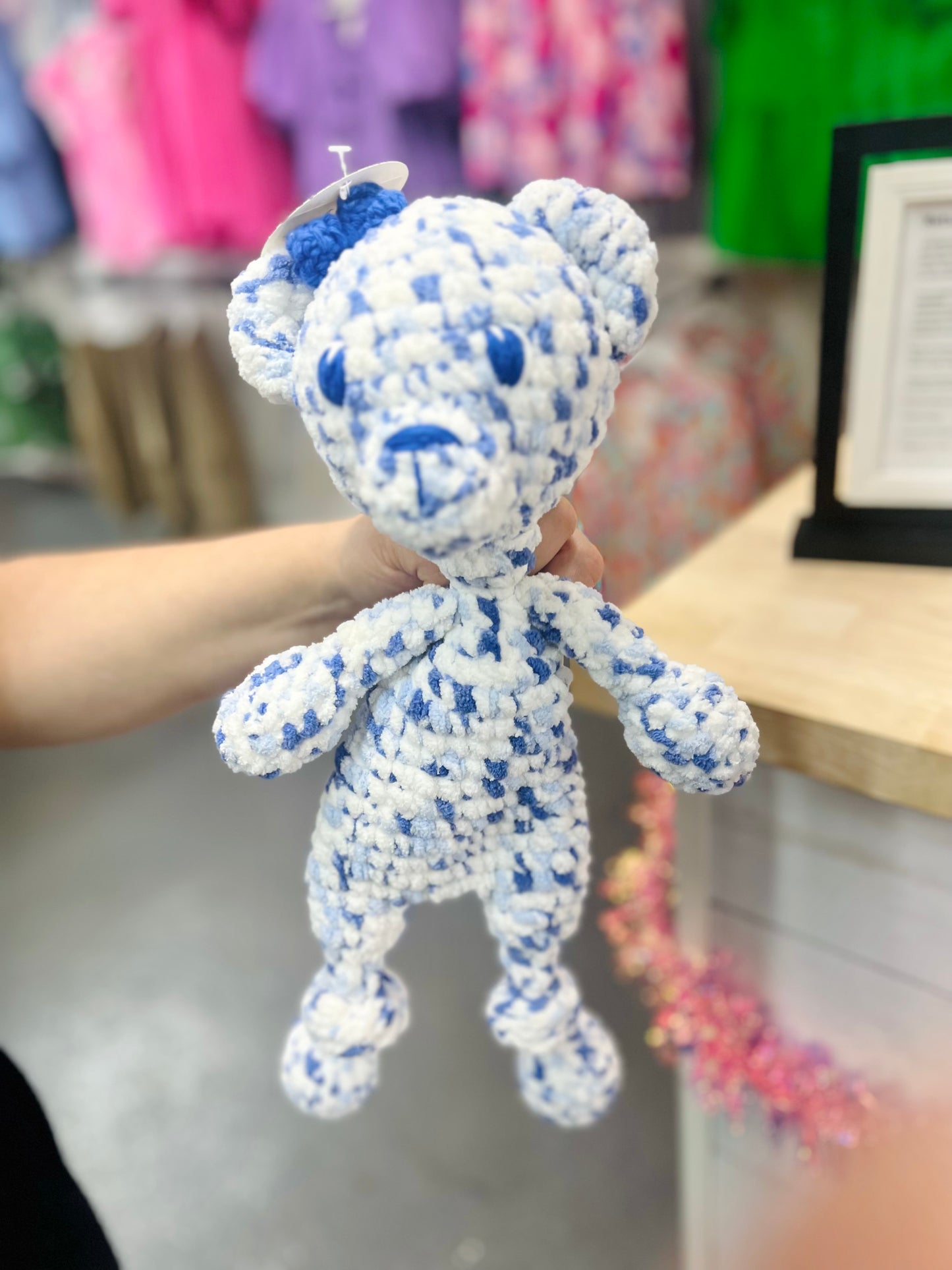 Crochet Blue Bear Lovey - Locally Handmade
