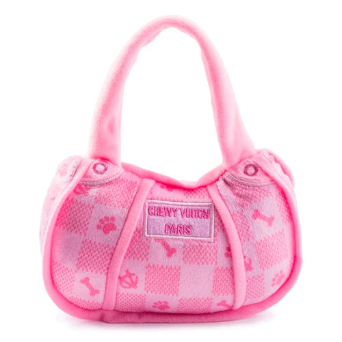 Pink Checker Chewy Vuiton Handbag Dog Toys