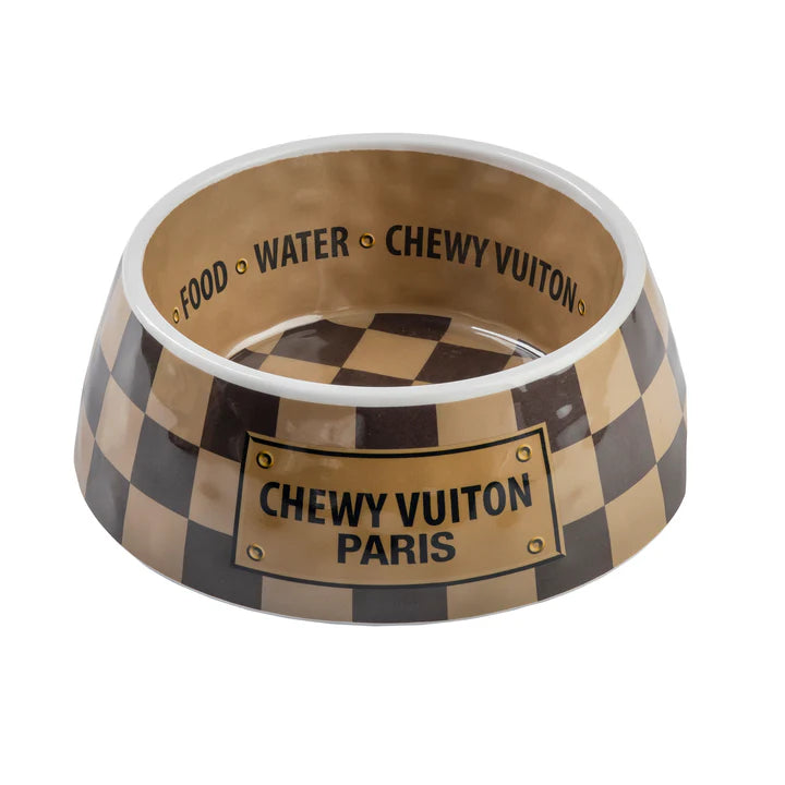 Medium Checker Chewy Vuiton Dog Bowl