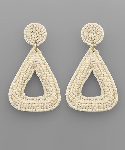 Beaded Round Triangle Earrings  (2 COLORS)
