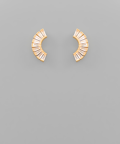 Pave Baguette Glass Arch Earrings