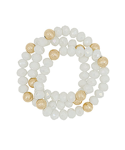 Satin Ball Accent Beads Bracelet Set