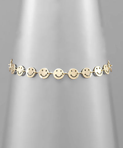 Smiley Face Gold Chain Bracelet