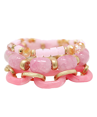 Pink Acrylic Chain Crack Stone Bracelet