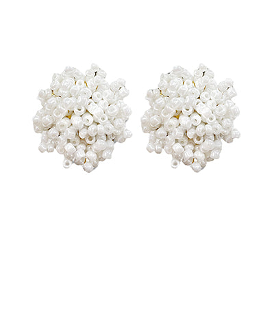 Seed Bead Pom Pom Earrings