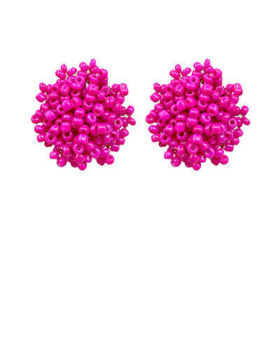 Seed Bead Pom Pom Earrings