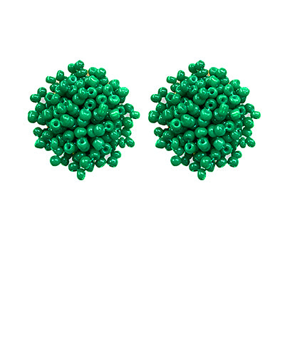 Seed Bead Pom Pom Earrings
