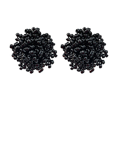 Seed Bead Pom Pom Earrings