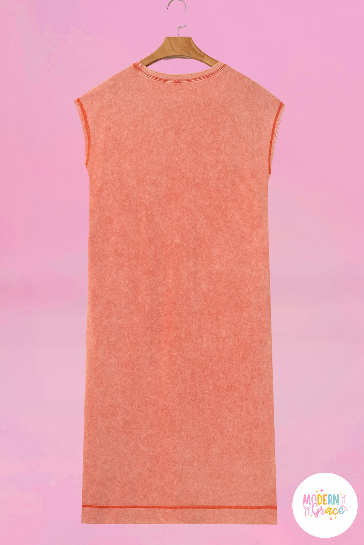 Carrot Mineral Wash Pocketed T-shirt Long Dress