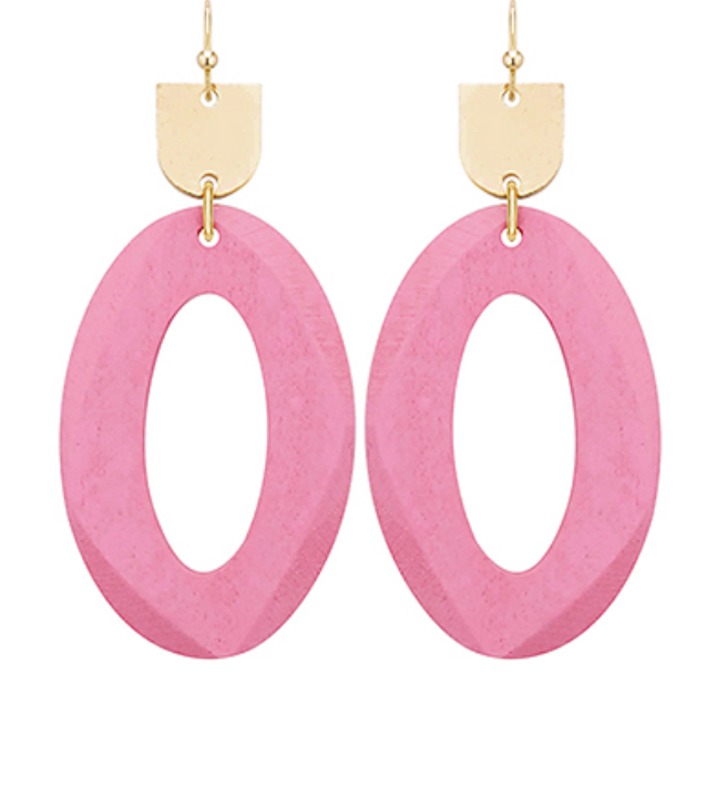 Metal Oval Faceted Earrings
