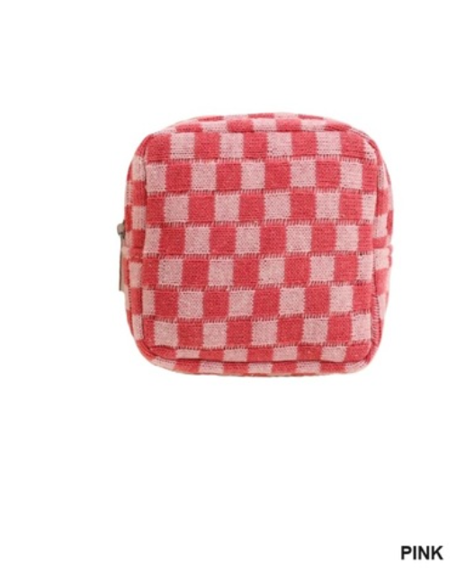 Mini Checkered Makeup Cosmetic Travel Case (2 Colors)