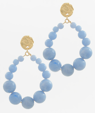 Beaded Stone Ball Circle Earrings (2 COLORS)