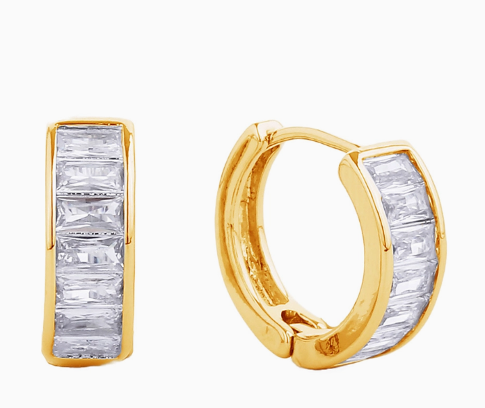 14K Gold-Dipped Rectangle Huggie Earring
